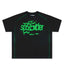 Sp5der Contrast Stitch Slub Tee Black/Green