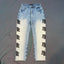 MIXED EMOTION Vertical Logo Faded Straight‑Leg Jeans