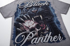 MAJESTIK Black Panther Skull Vintage Grey Double‑Sided T‑Shirt