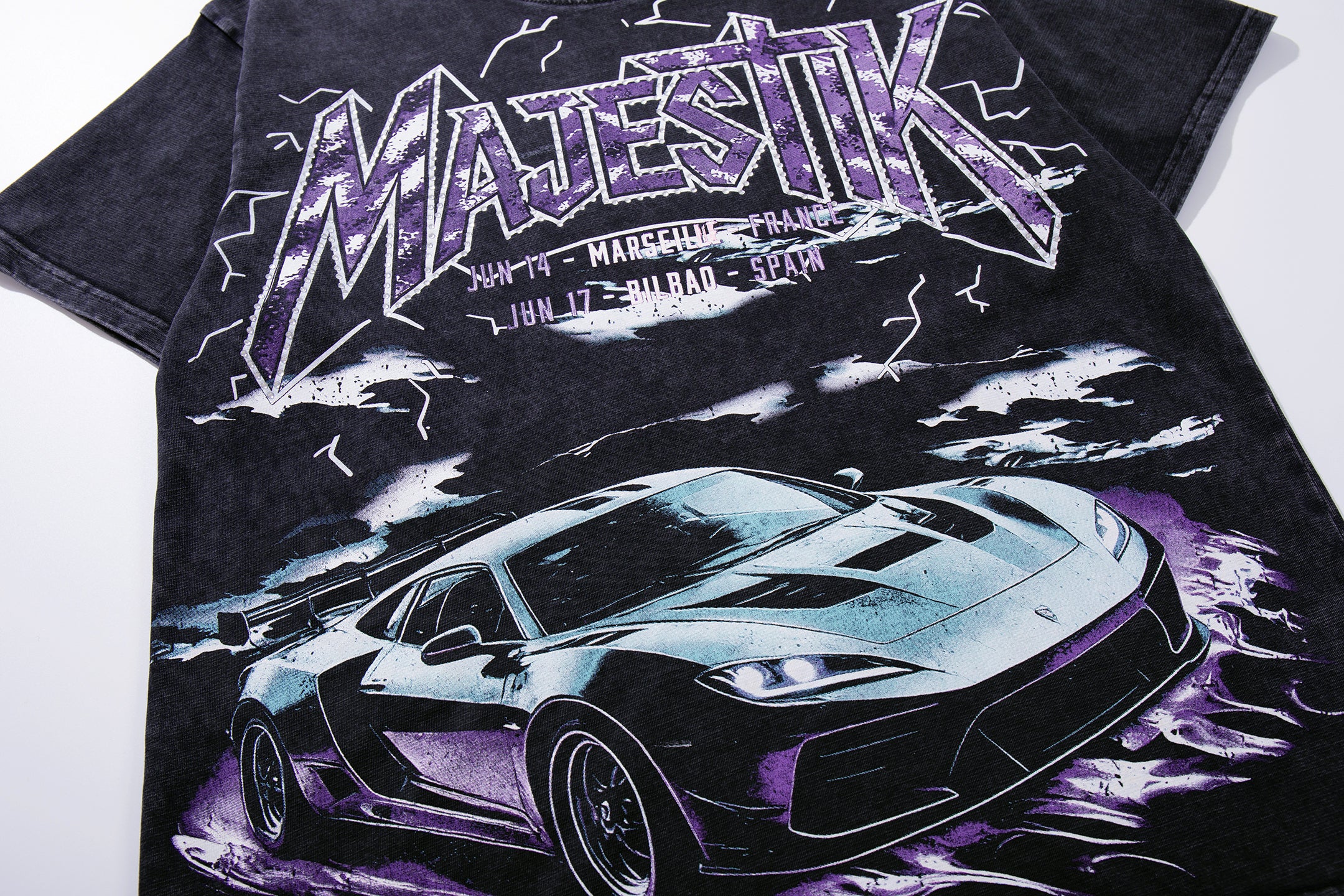 MAJESTIK Metal Concert Sports Car Double‑Sided Vintage T‑Shirt