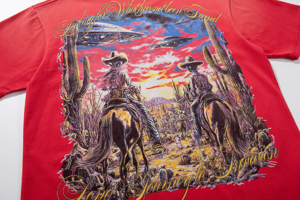 MAJESTIK Western Cowboy Vintage T‑Shirt
