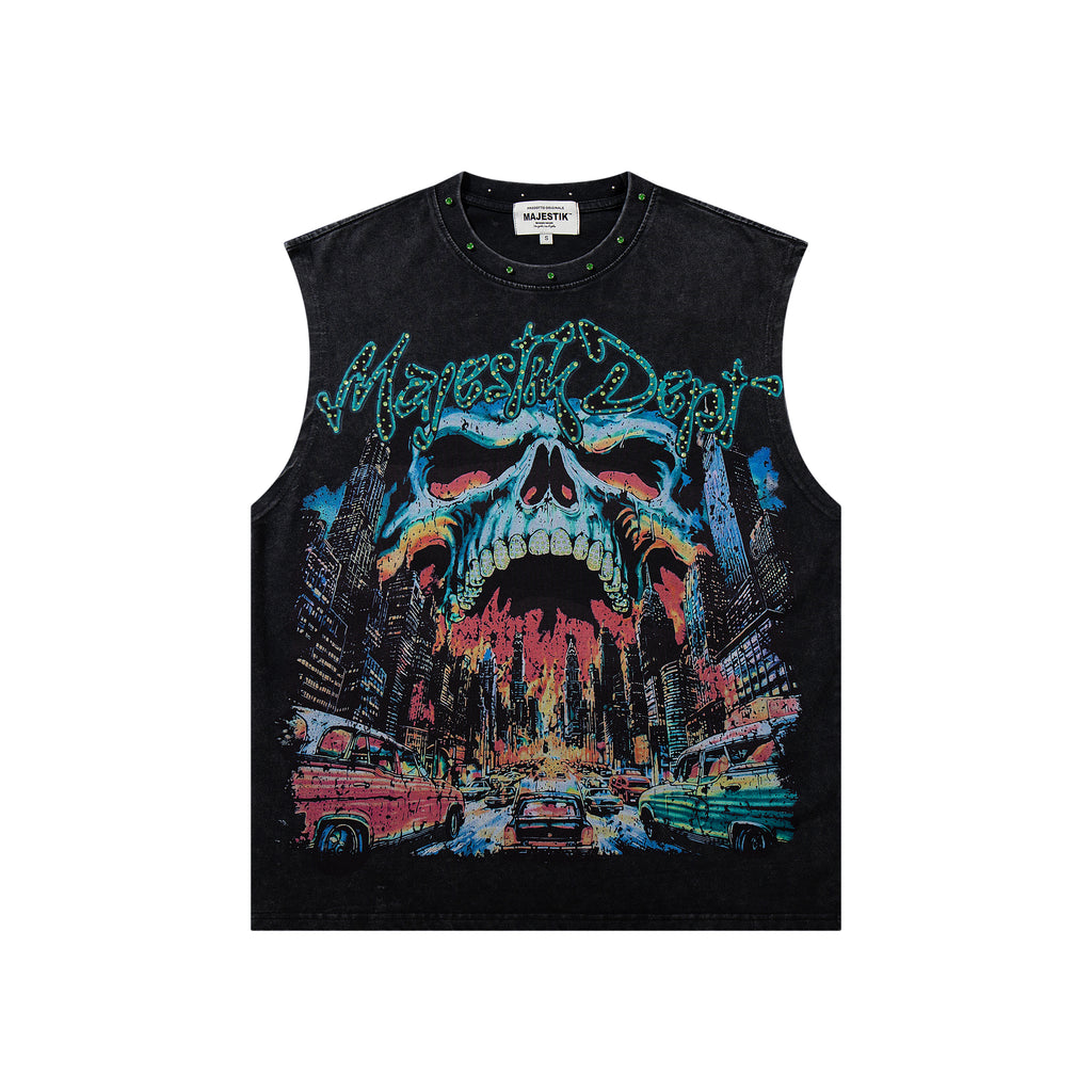 MAJESTIK Skull Graphic Sleeveless Tank Top