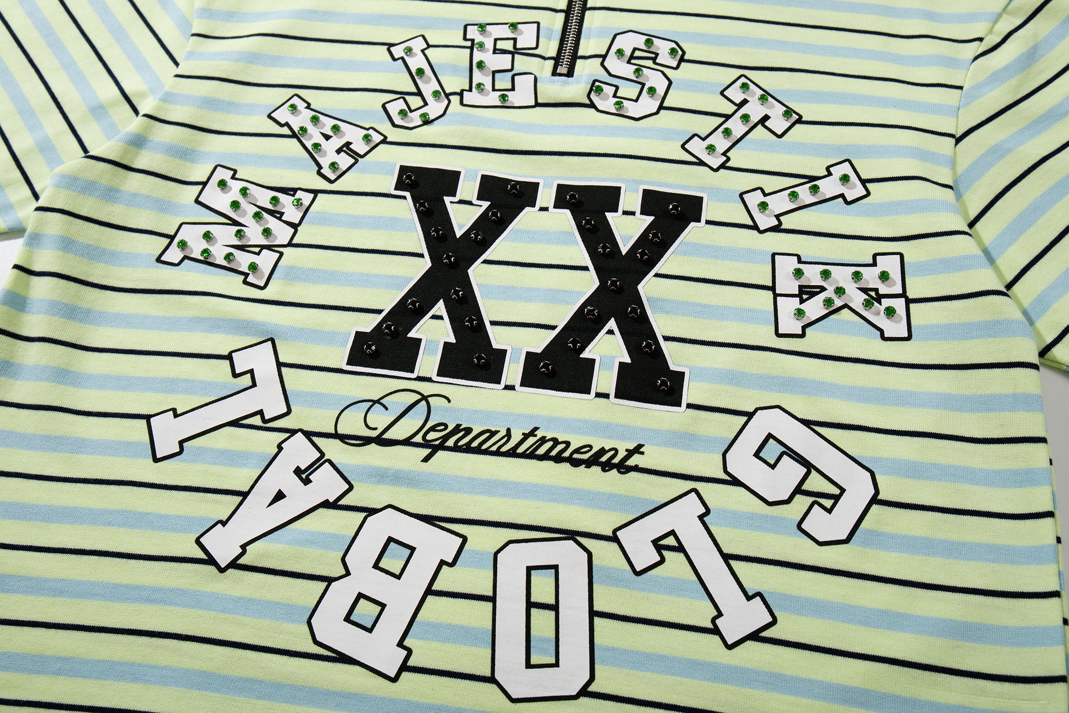 MAJESTIK XX Global Striped Half‑Zip Polo T‑Shirt