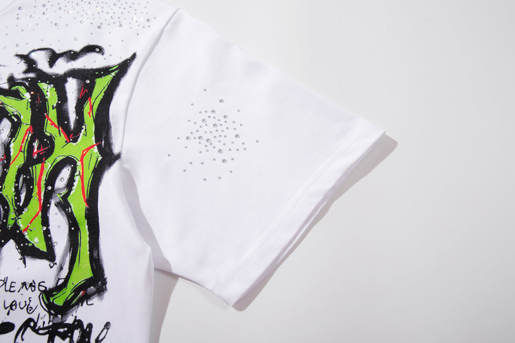 MAJESTIK Green Monster Graffiti Double‑Sided Graphic T‑Shirt