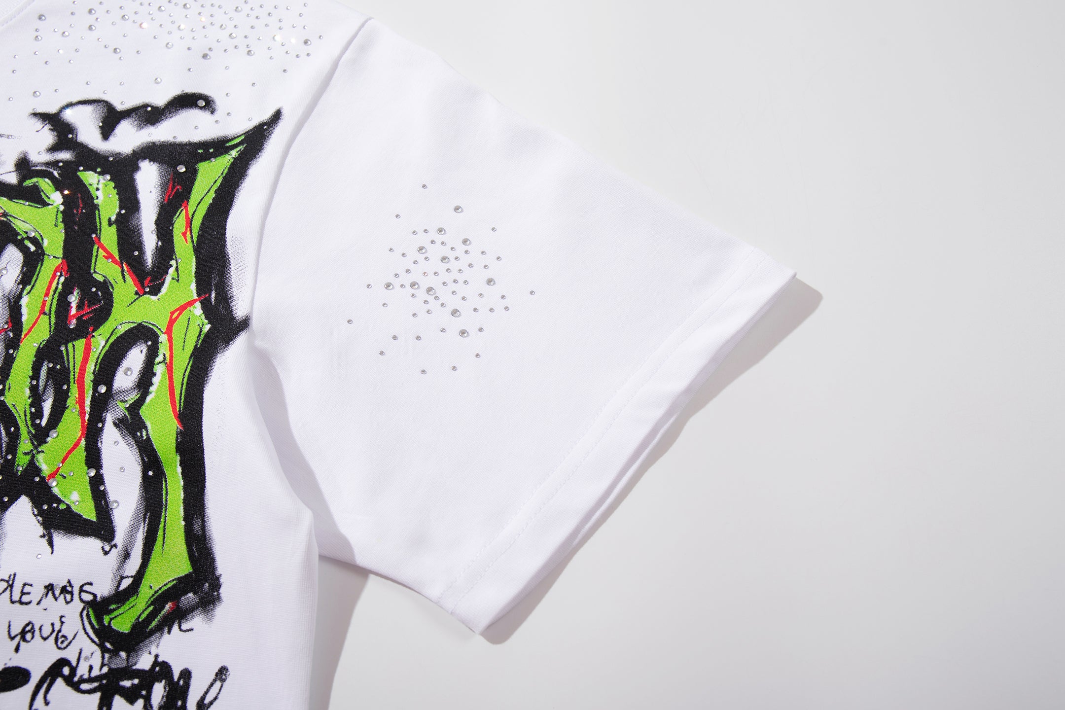 MAJESTIK Green Monster Graffiti Double‑Sided Graphic T‑Shirt