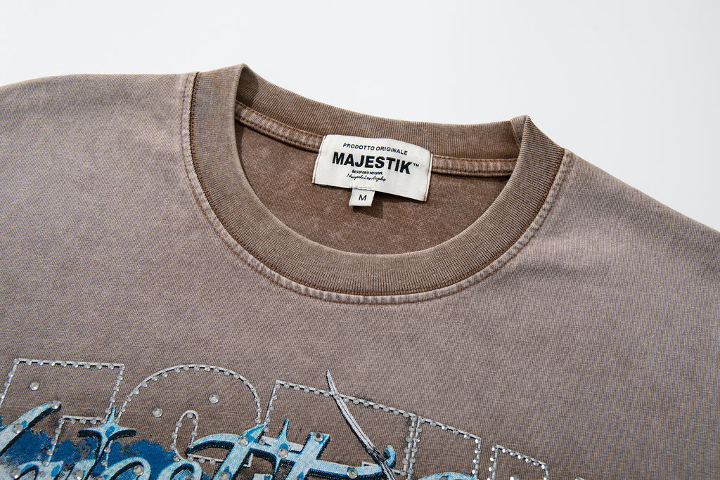 MAJESTIK Cowboy Angel Vintage Brown T‑Shirt