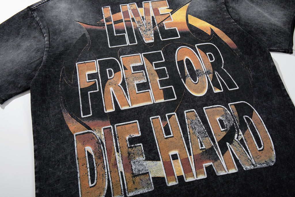 MAJESTIK Wild Horses Live Free Double‑Sided Vintage T‑Shirt