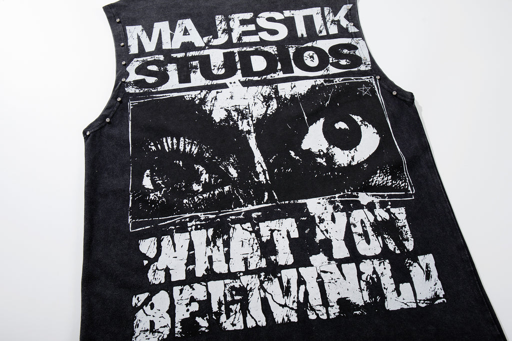 MAJESTIK Studios Distressed Eye Graphic Sleeveless Tank Top