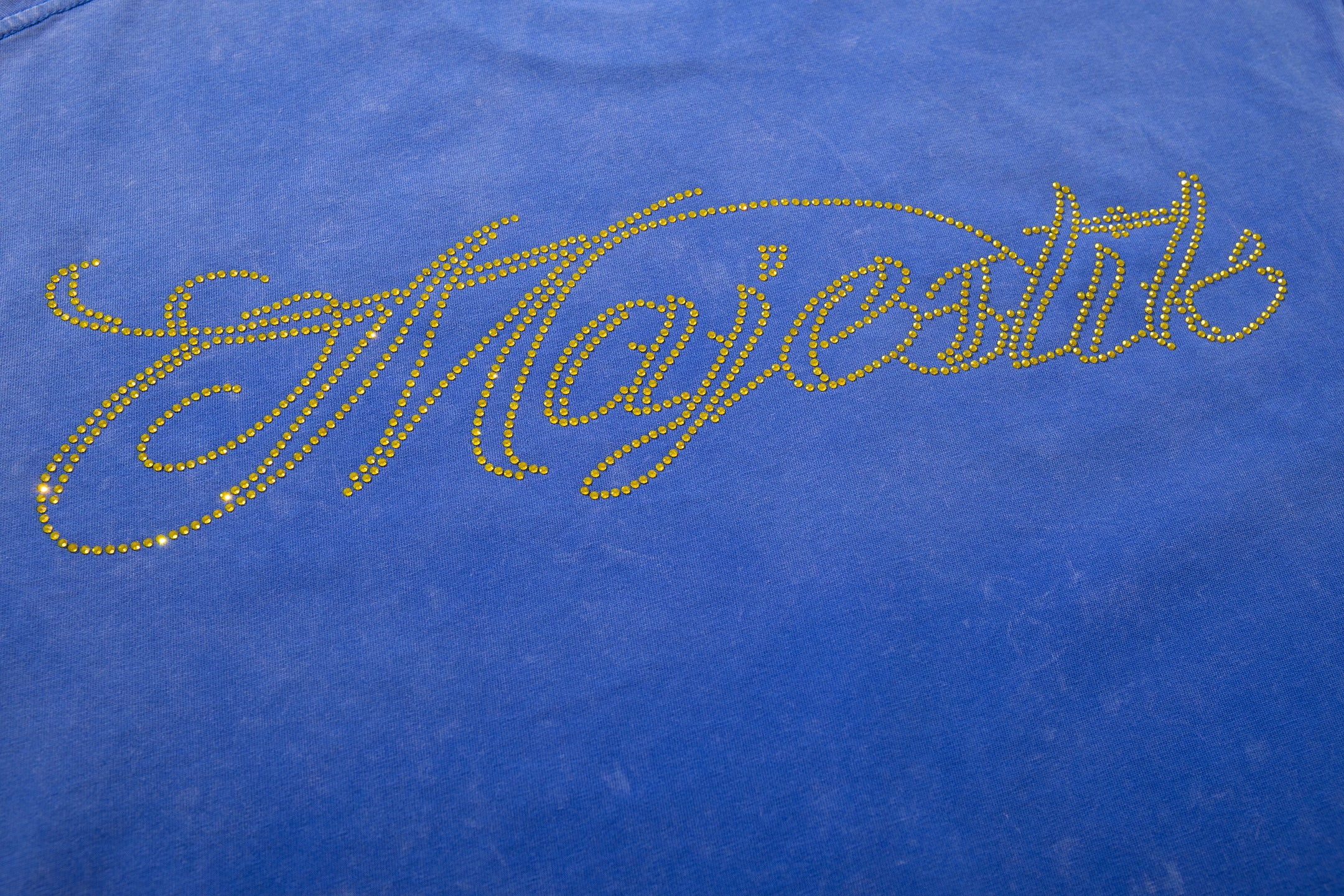 MAJESTIK Football Bear Vintage Blue Double‑Sided T‑Shirt