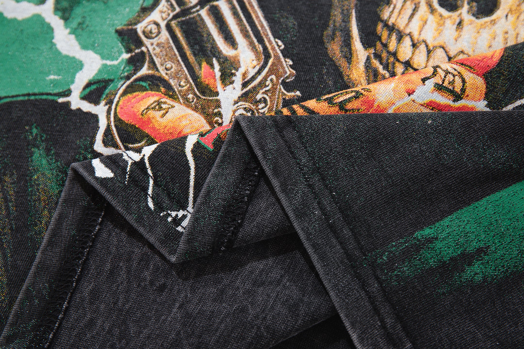 MAJESTIK Double‑Sided Skull Graphic Vintage T‑Shirt