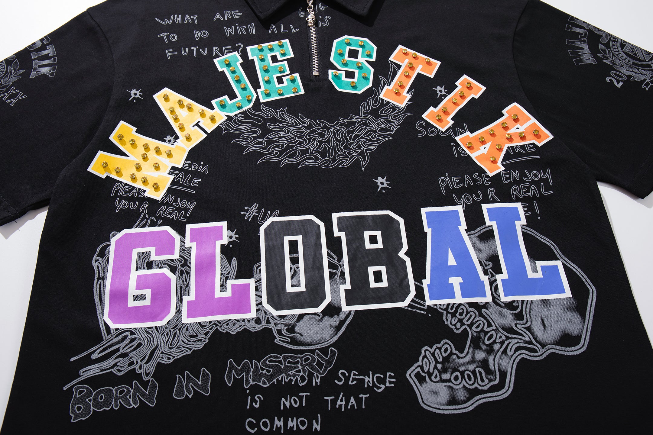 MAJESTIK Global Half‑Zip Polo T‑Shirt