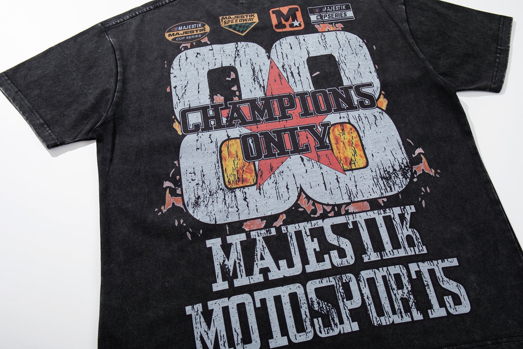 MAJESTIK Motosports 00 Champions Vintage Black Double‑Sided T‑Shirt