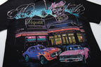 MAJESTIK Retro Car Diner Graphic Quarter‑Zip Polo Shirt