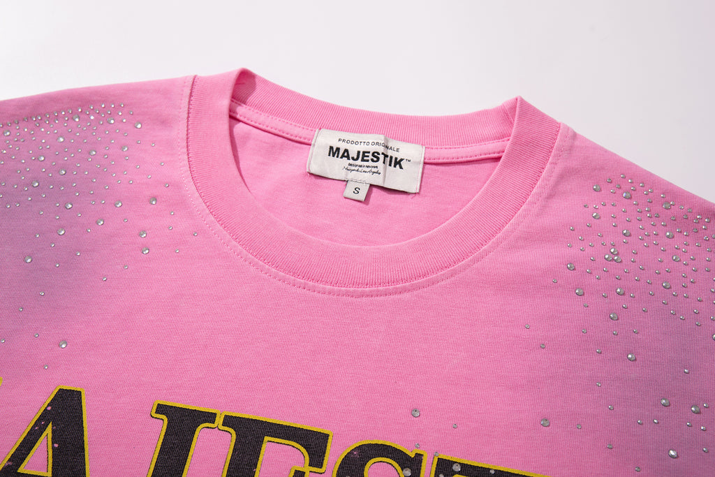 MAJESTIK Western Cowboy Vintage Pink T‑Shirt