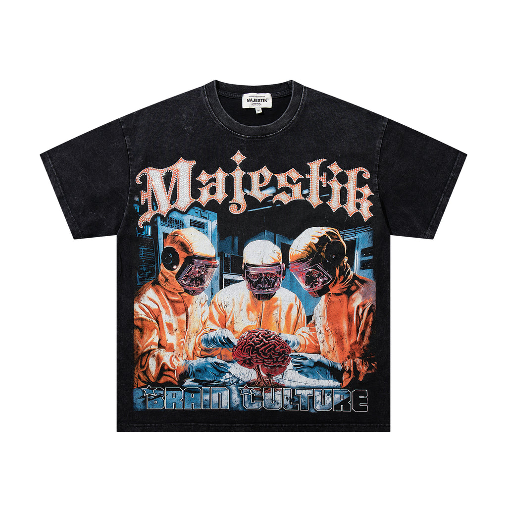 MAJESTIK Hazmat Crew Graphic Vintage T‑Shirt