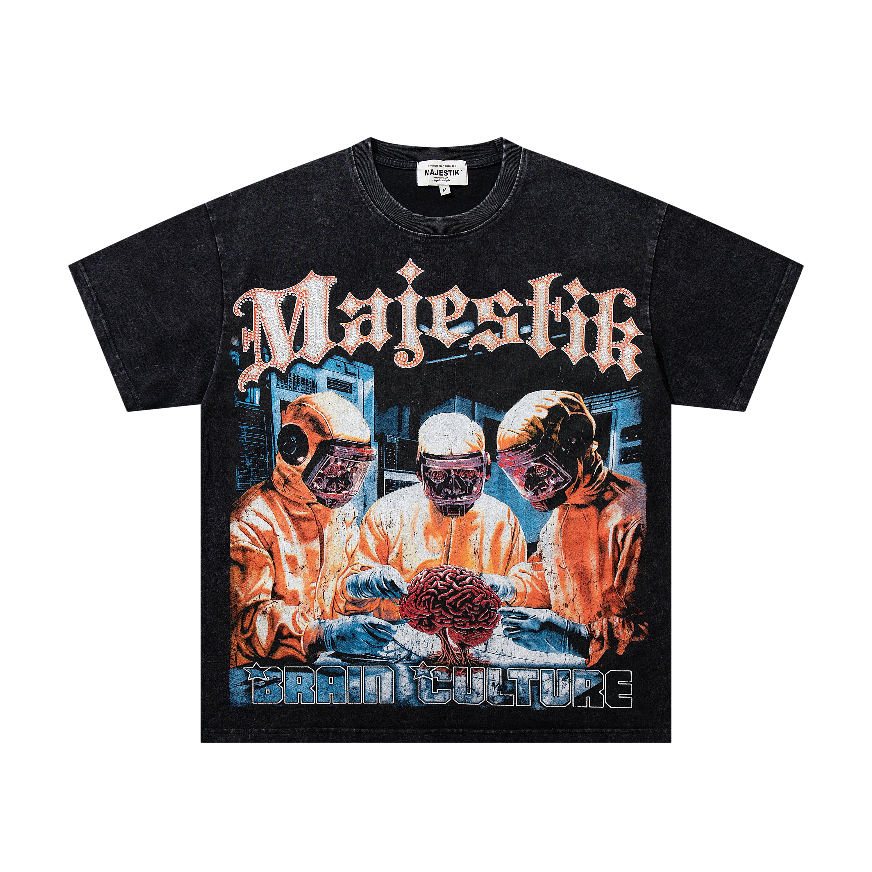 MAJESTIK Hazmat Crew Graphic Vintage T‑Shirt