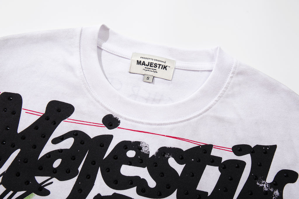 MAJESTIK Graffiti Sketch Art White Double‑Sided T‑Shirt