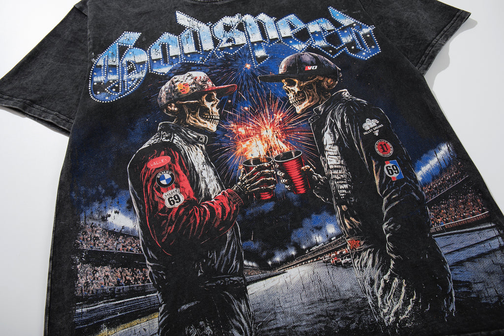 Godspeed Skull Toast Double‑Sided Vintage Graphic T‑Shirt