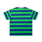 MAJESTIK Striped Skull Graphic Half‑Zip Polo Short‑Sleeve Shirt
