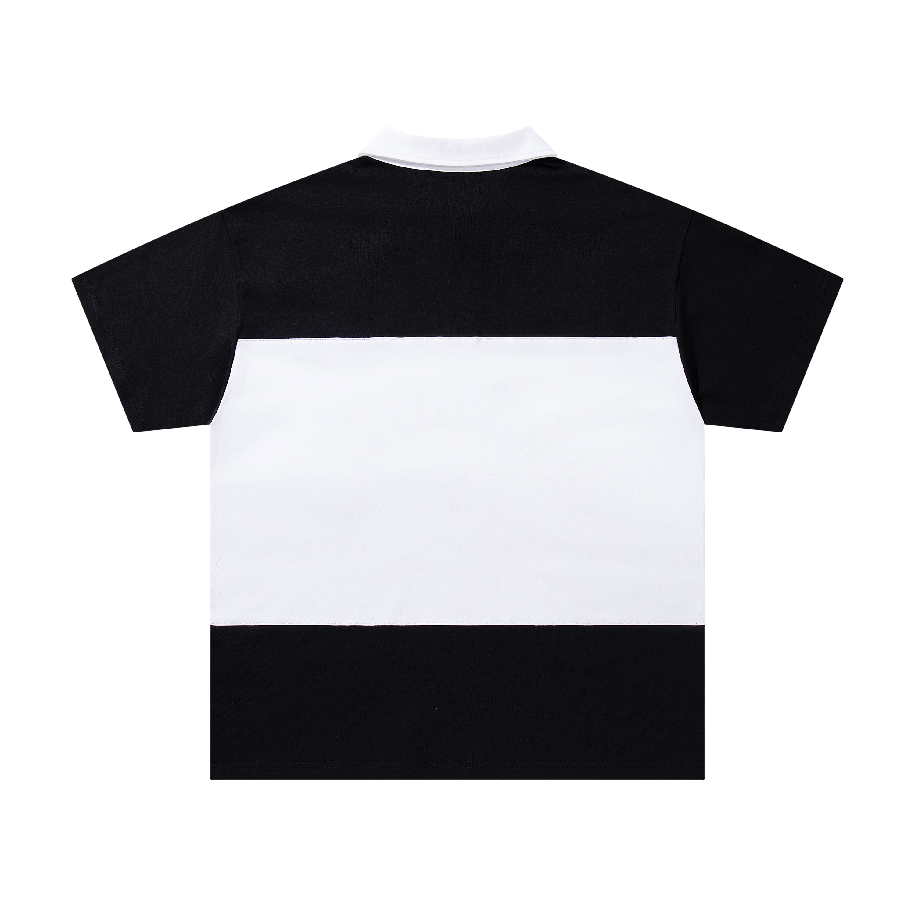 MAJESTIK Sports Embroidered Patch Half‑Zip Black‑White Polo Shirt