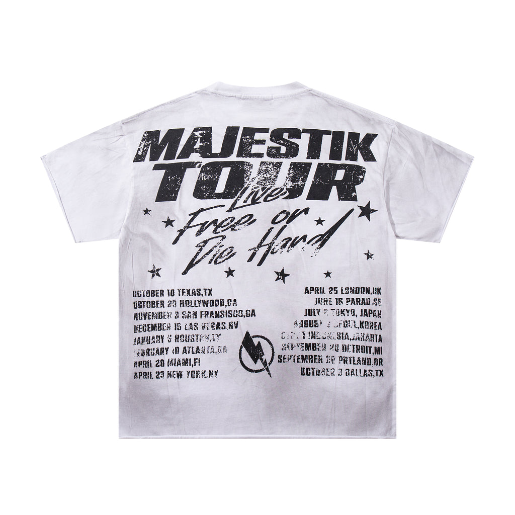 MAJESTIK Tour Skull Statue Of Liberty Double‑Sided Vintage T‑Shirt
