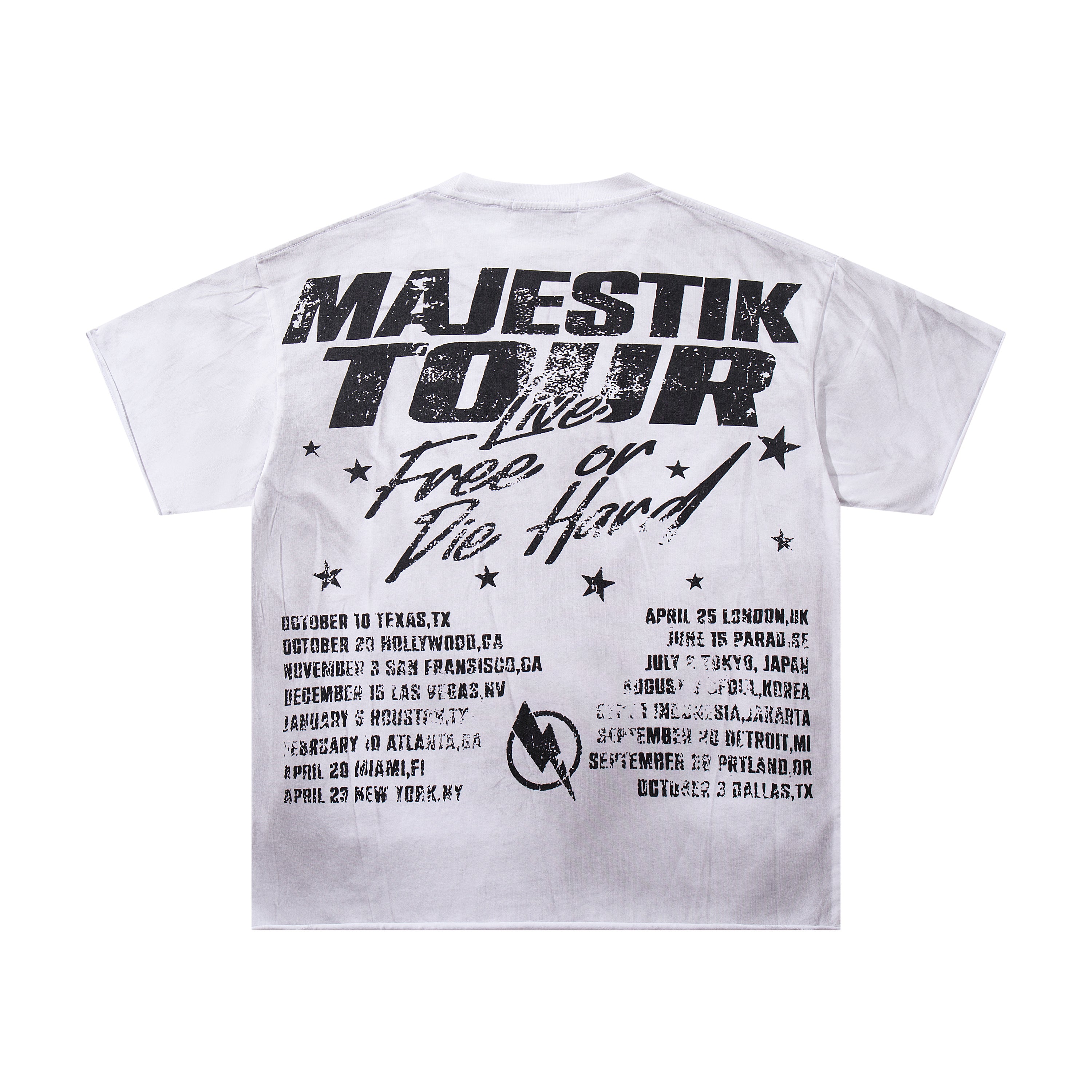 MAJESTIK Tour Skull Statue Of Liberty Double‑Sided Vintage T‑Shirt