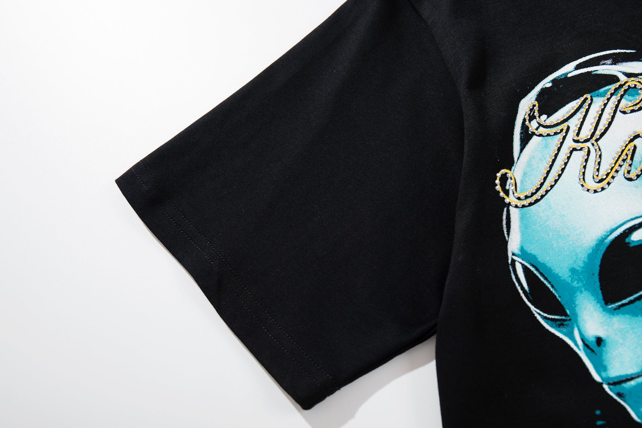 MAJESTIK Alien Skull Angel Sword Double‑Sided Graphic T‑Shirt