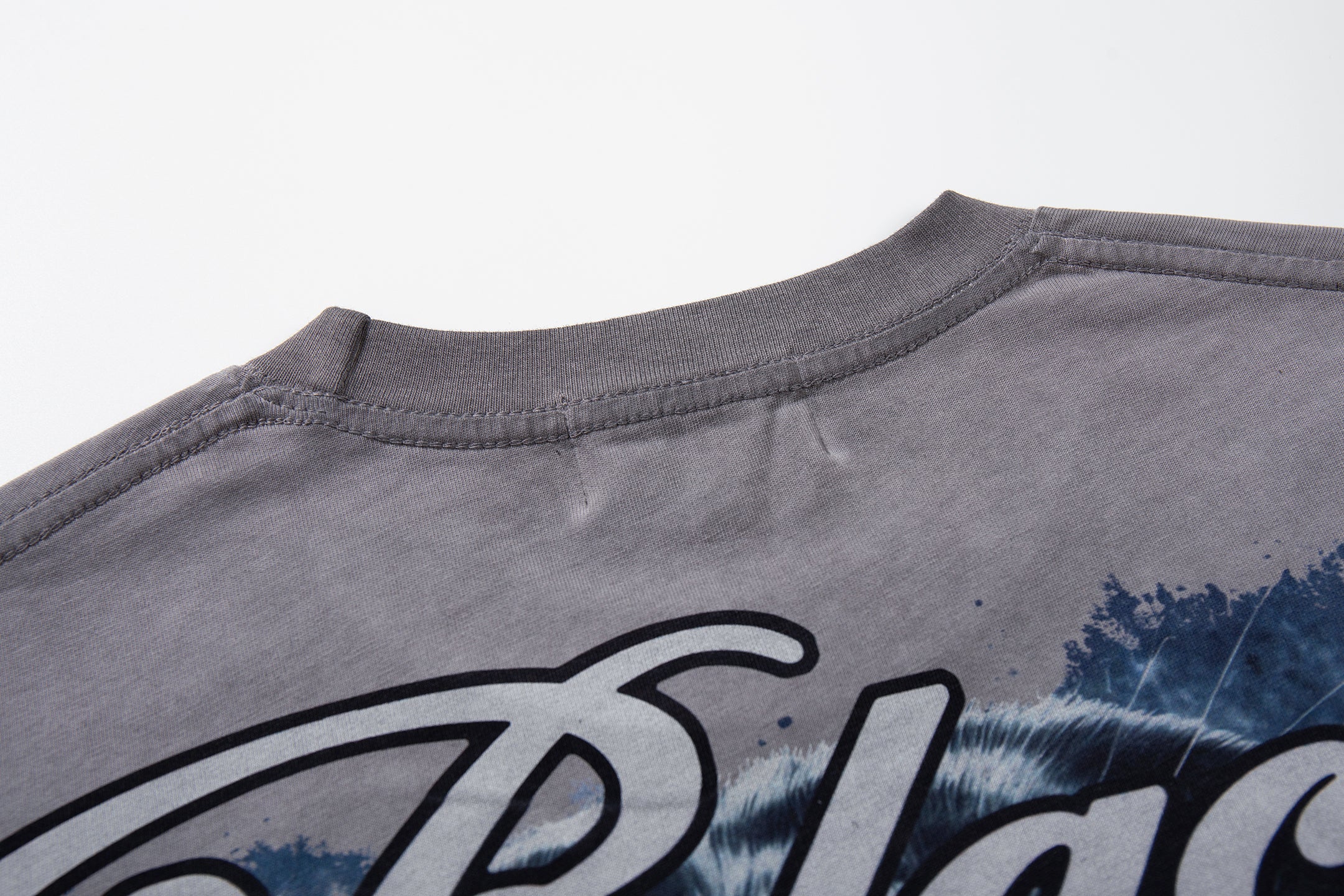 MAJESTIK Black Panther Skull Vintage Grey Double‑Sided T‑Shirt