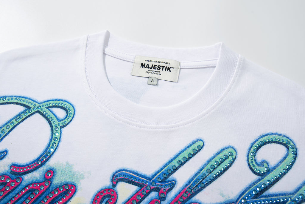 MAJESTIK Tropical Skull Double‑Sided Graphic T‑Shirt