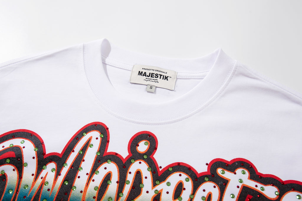 MAJESTIK Fire Skull Lightning Vintage Graphic T‑Shirt