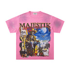 MAJESTIK Western Cowboy Vintage Pink T‑Shirt