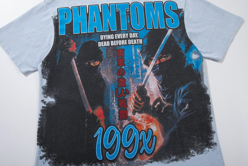 MAJESTIK Phantoms 199x Vintage Light Blue Double‑Sided T‑Shirt