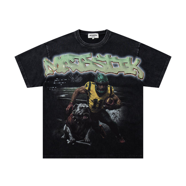 MAJESTIK Football Player Double‑Sided Vintage T‑Shirt Main Image
