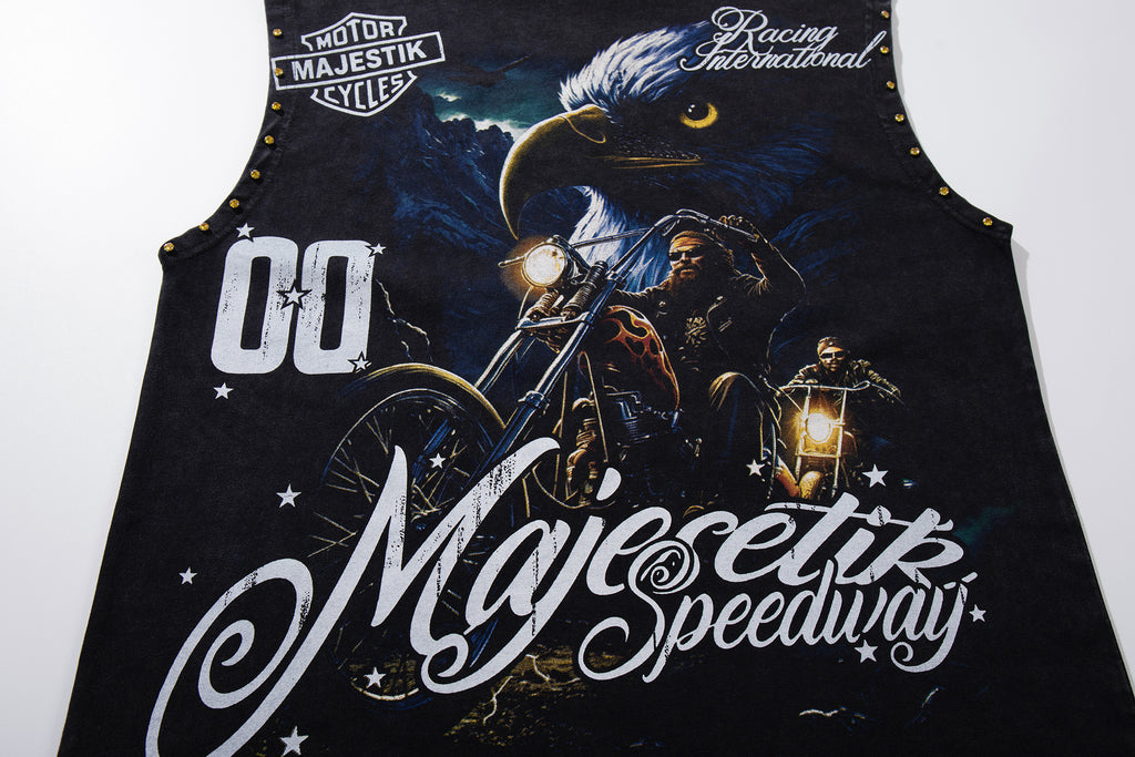 MAJESTIK Motorcycle Eagle Graphic Tank Top