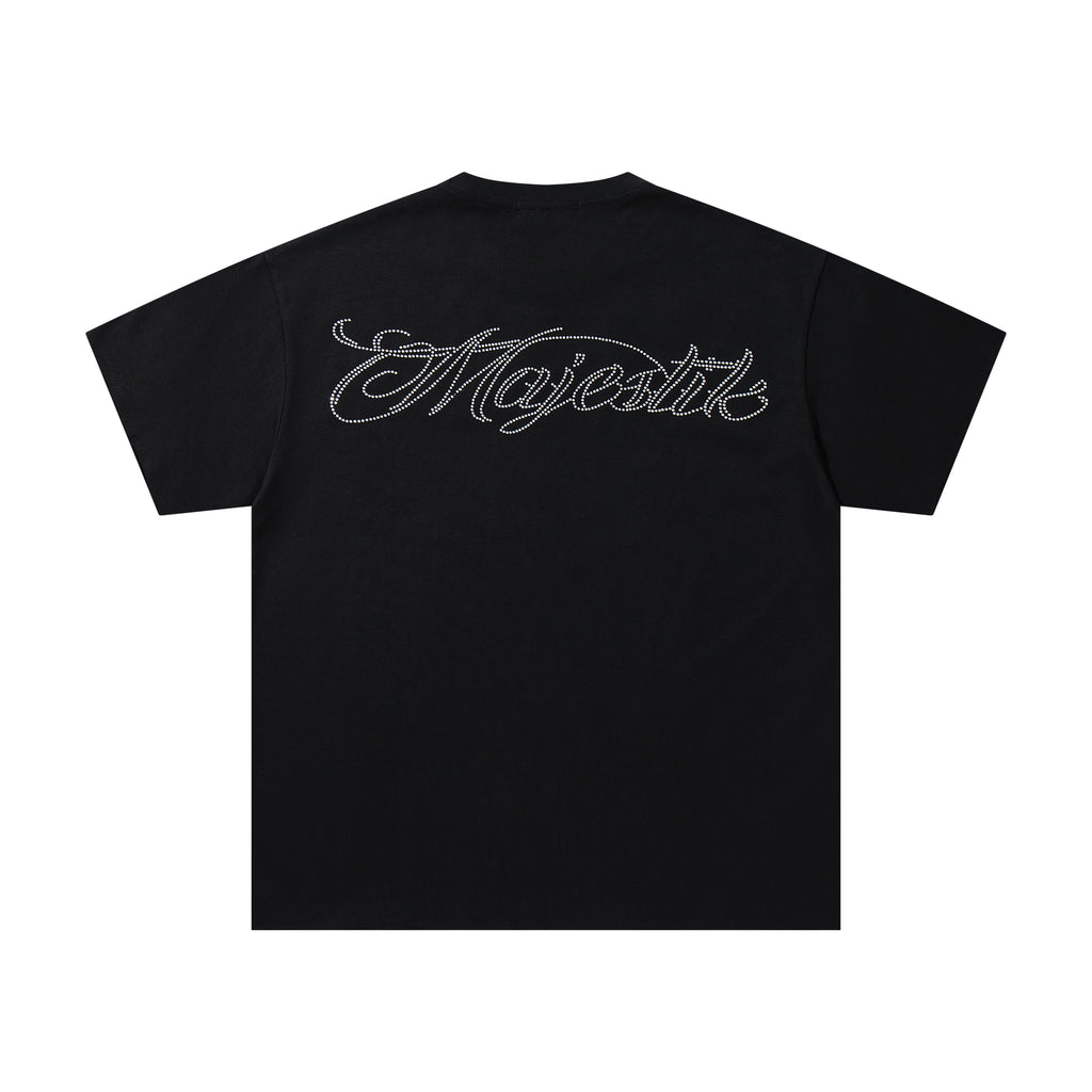 MAJESTIK Eagle Monster Graphic Black T‑Shirt
