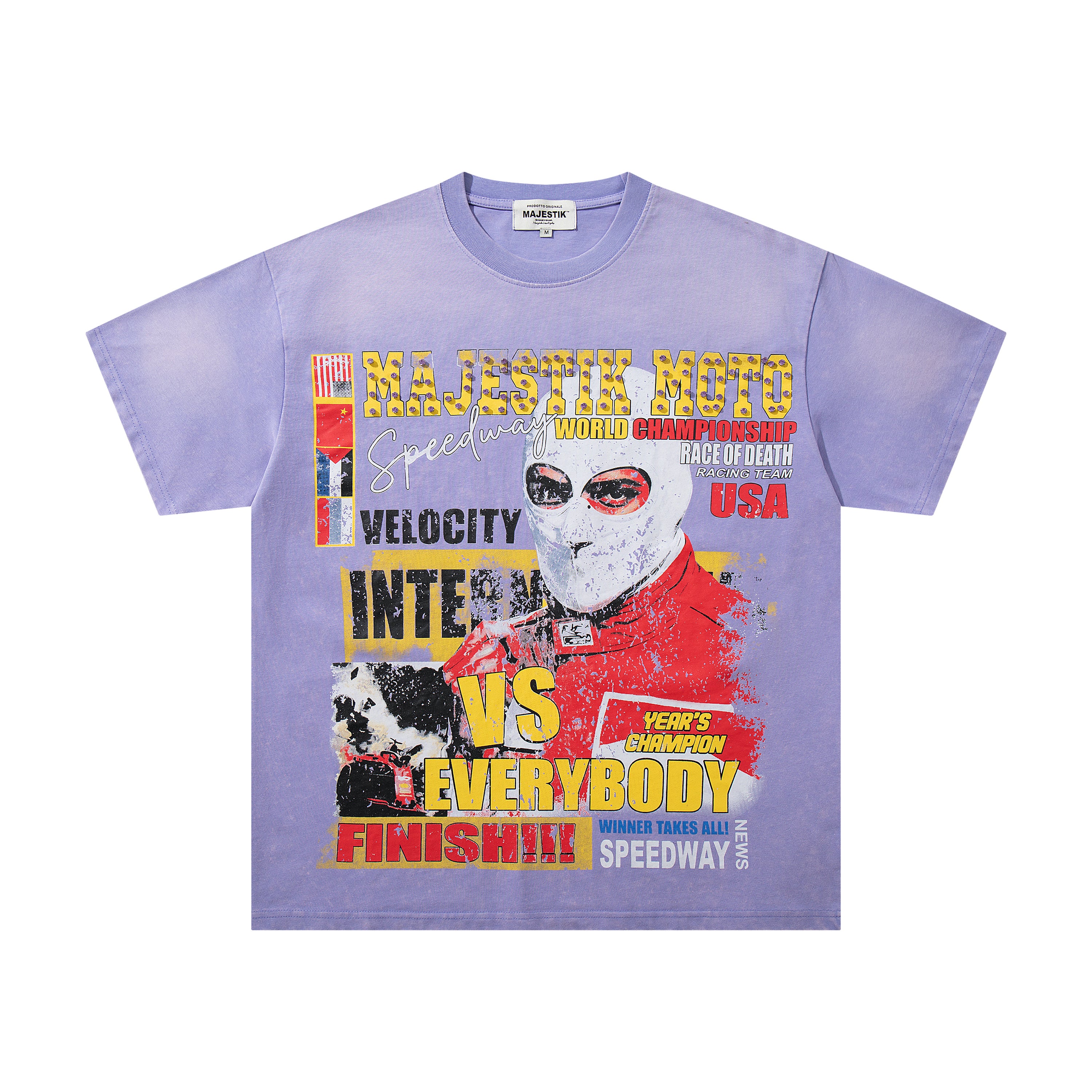 MAJESTIK Moto Racing Vintage Purple T‑Shirt