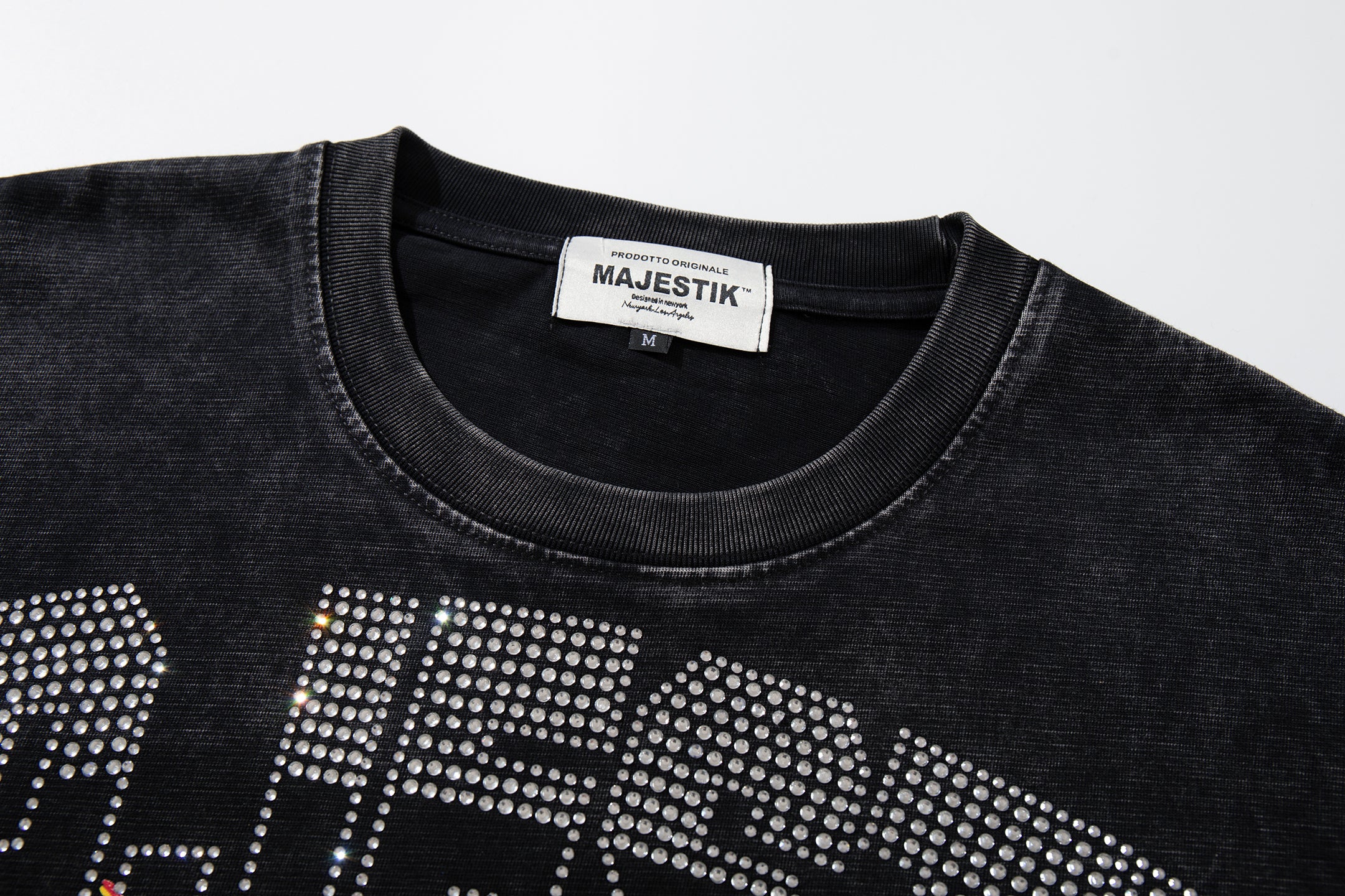 MAJESTIK Skeleton DJ Vintage Washed Double‑Sided Graphic T‑Shirt