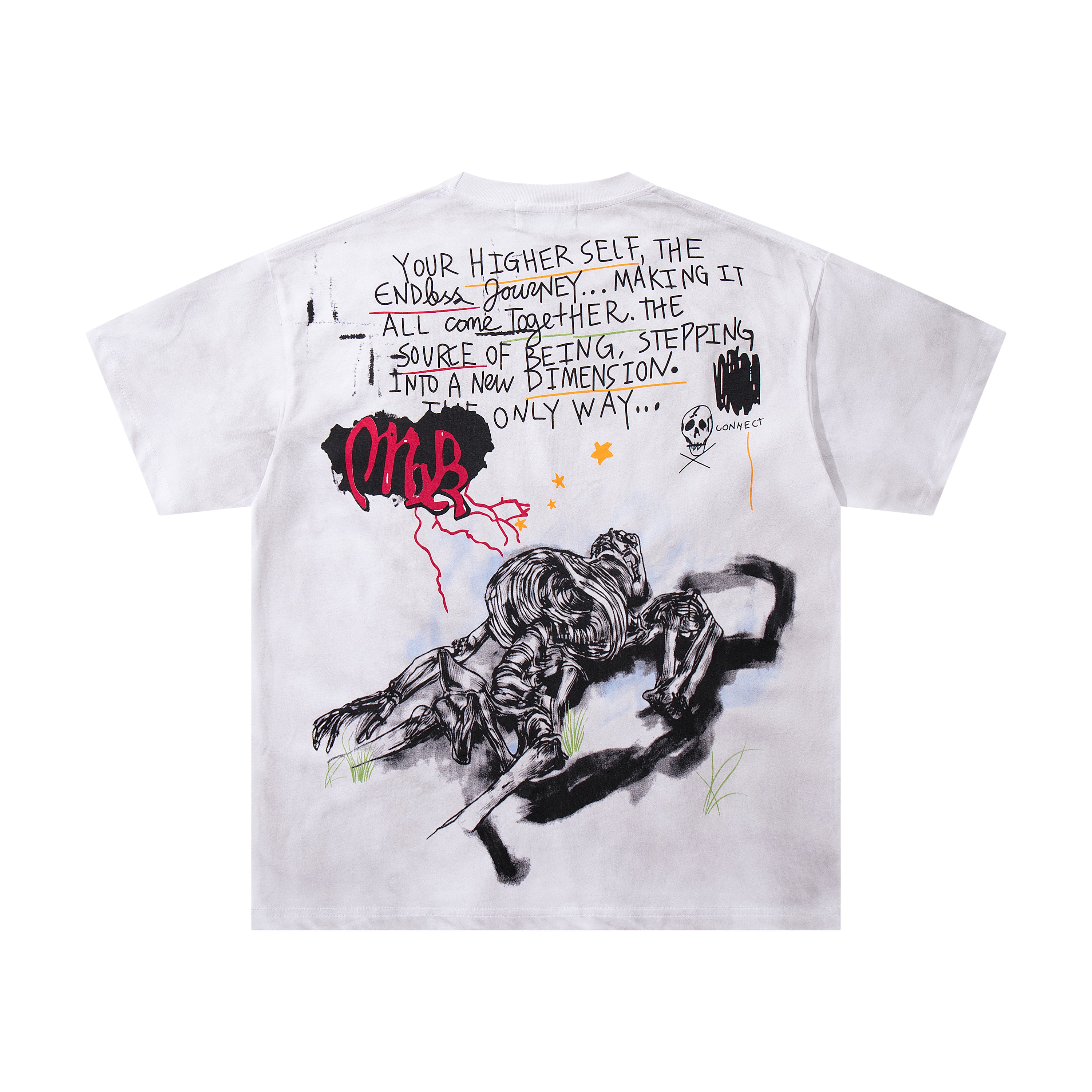 MAJESTIK Graffiti Sketch Art White Double‑Sided T‑Shirt
