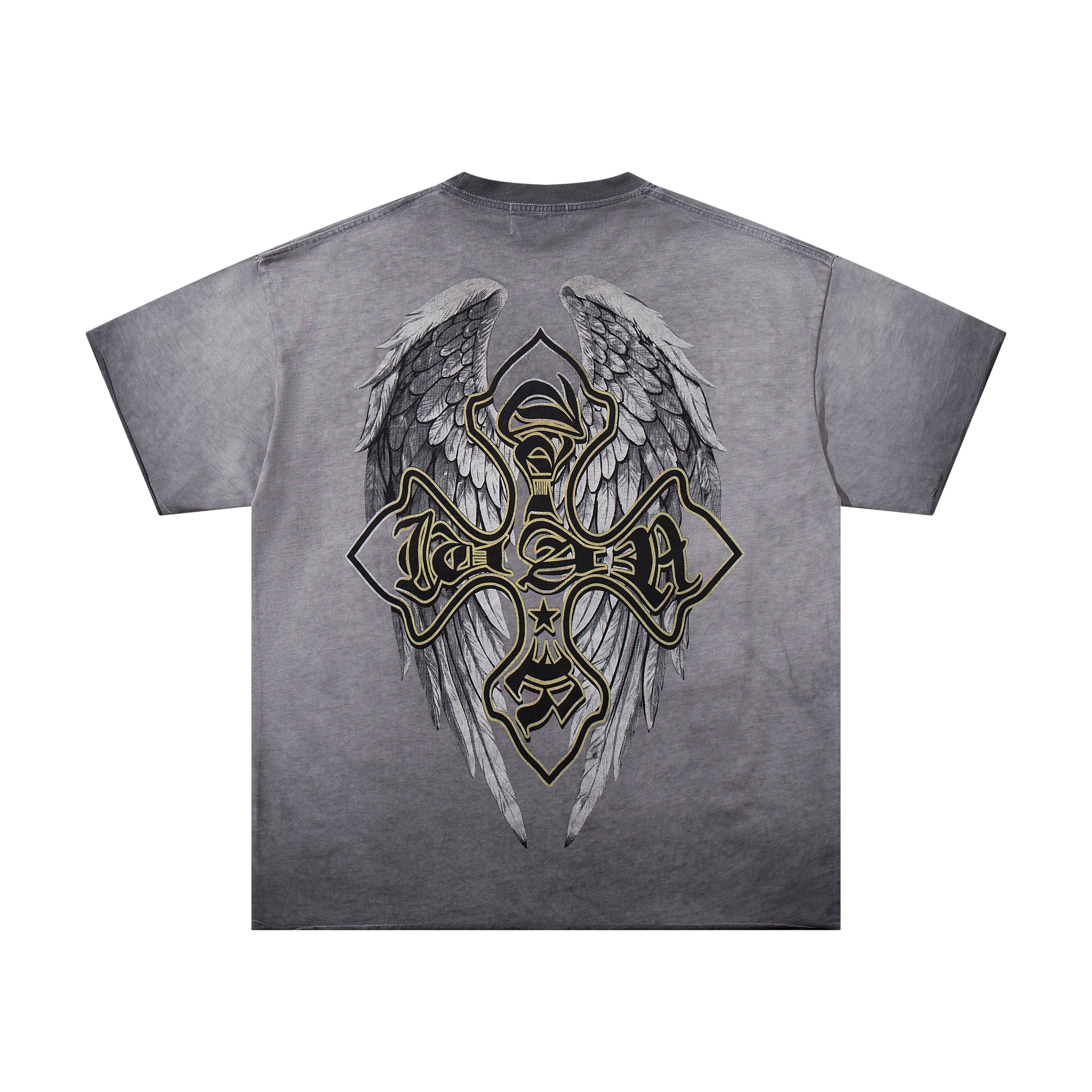MAJESTIK Relentless Cross Wings Vintage T‑Shirt