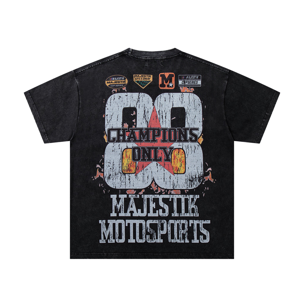 MAJESTIK Motosports 00 Champions Vintage Black Double‑Sided T‑Shirt
