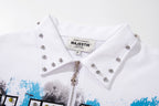 MAJESTIK Sports Car Graphic Quarter‑Zip Polo Shirt