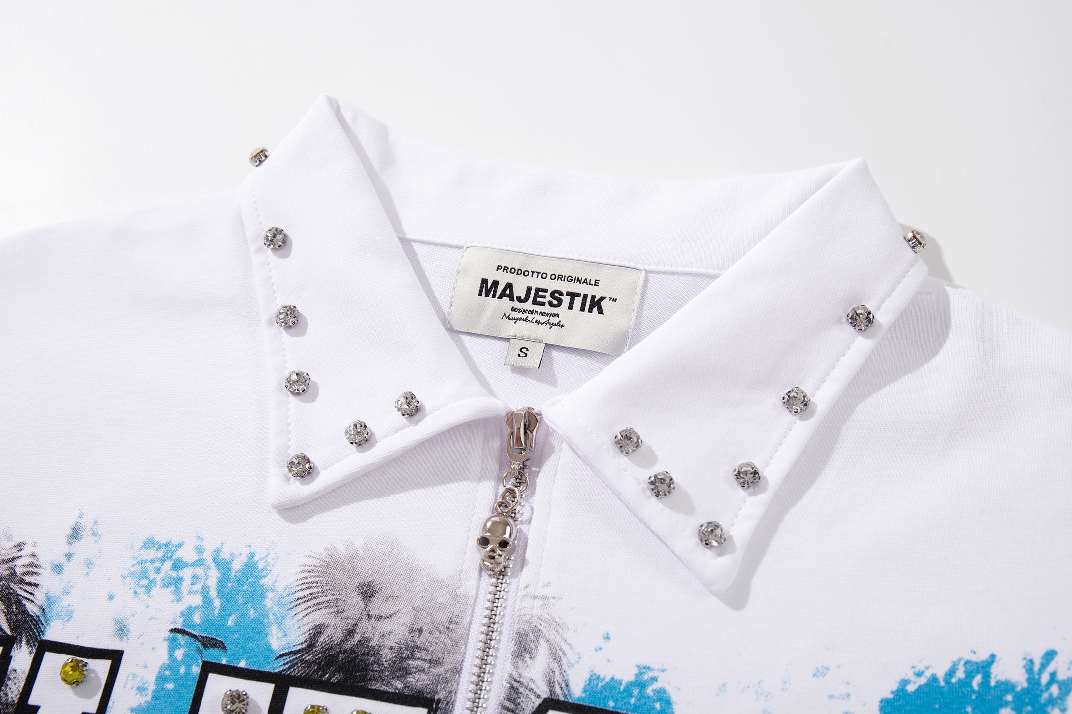 MAJESTIK Sports Car Graphic Quarter‑Zip Polo Shirt