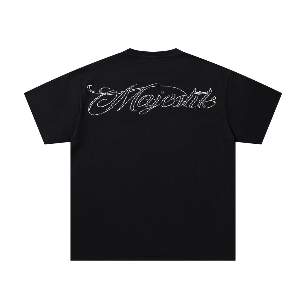 MAJESTIK Neon Skull Graphic Black T‑Shirt