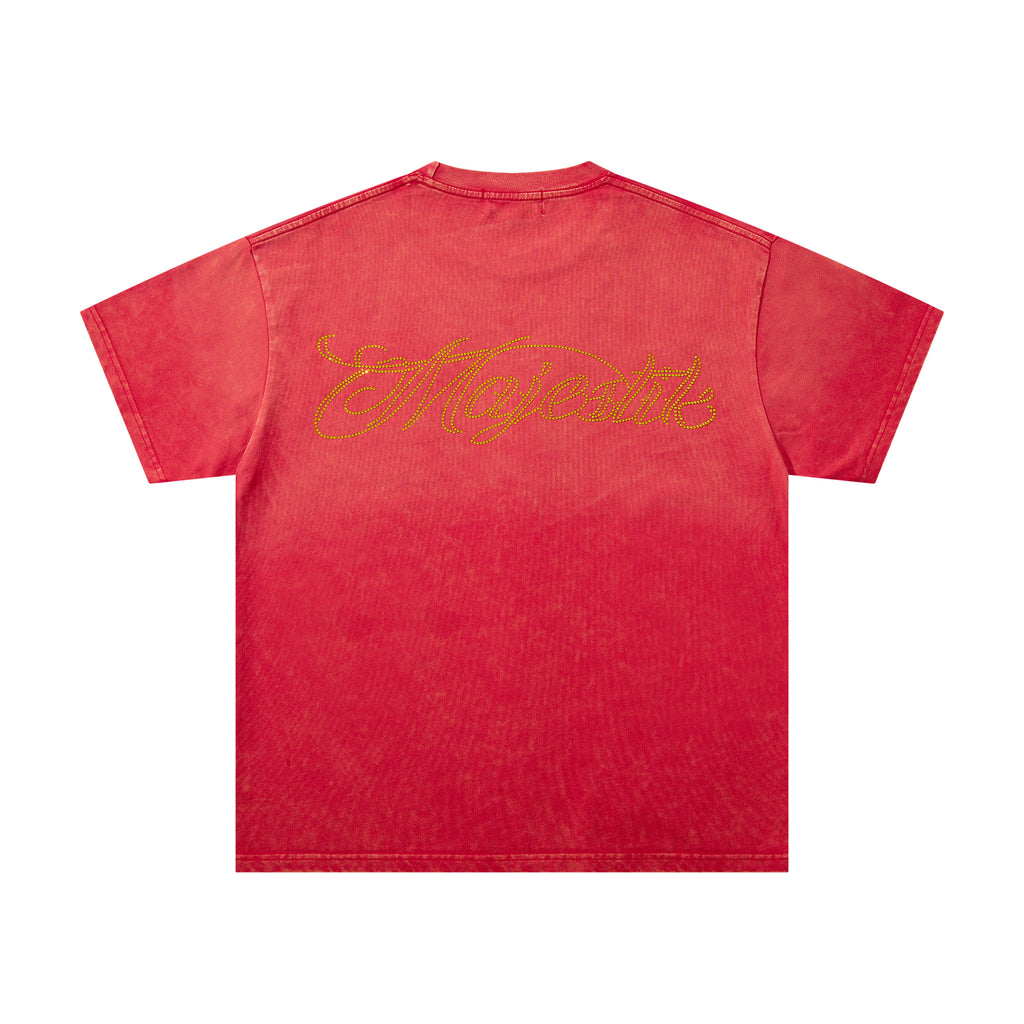 MAJESTIK Football Monster Vintage Red Double‑Sided T‑Shirt