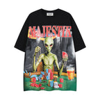 MAJESTIK Alien Casino Gambling Graphic T‑Shirt