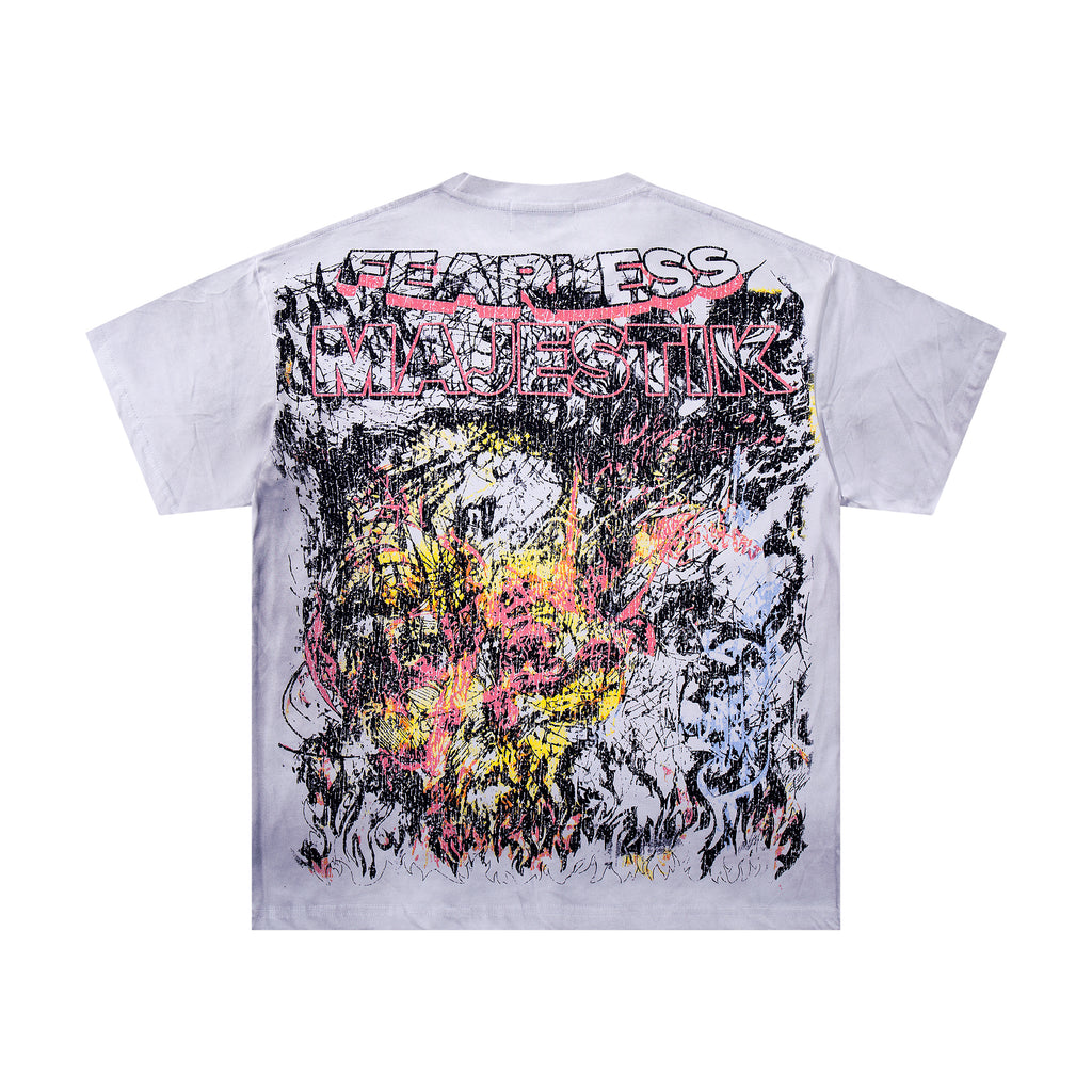 MAJESTIK Fearless Graffiti Chaos Double‑Sided Vintage T‑Shirt