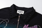 MAJESTIK Retro Car Diner Graphic Quarter‑Zip Polo Shirt