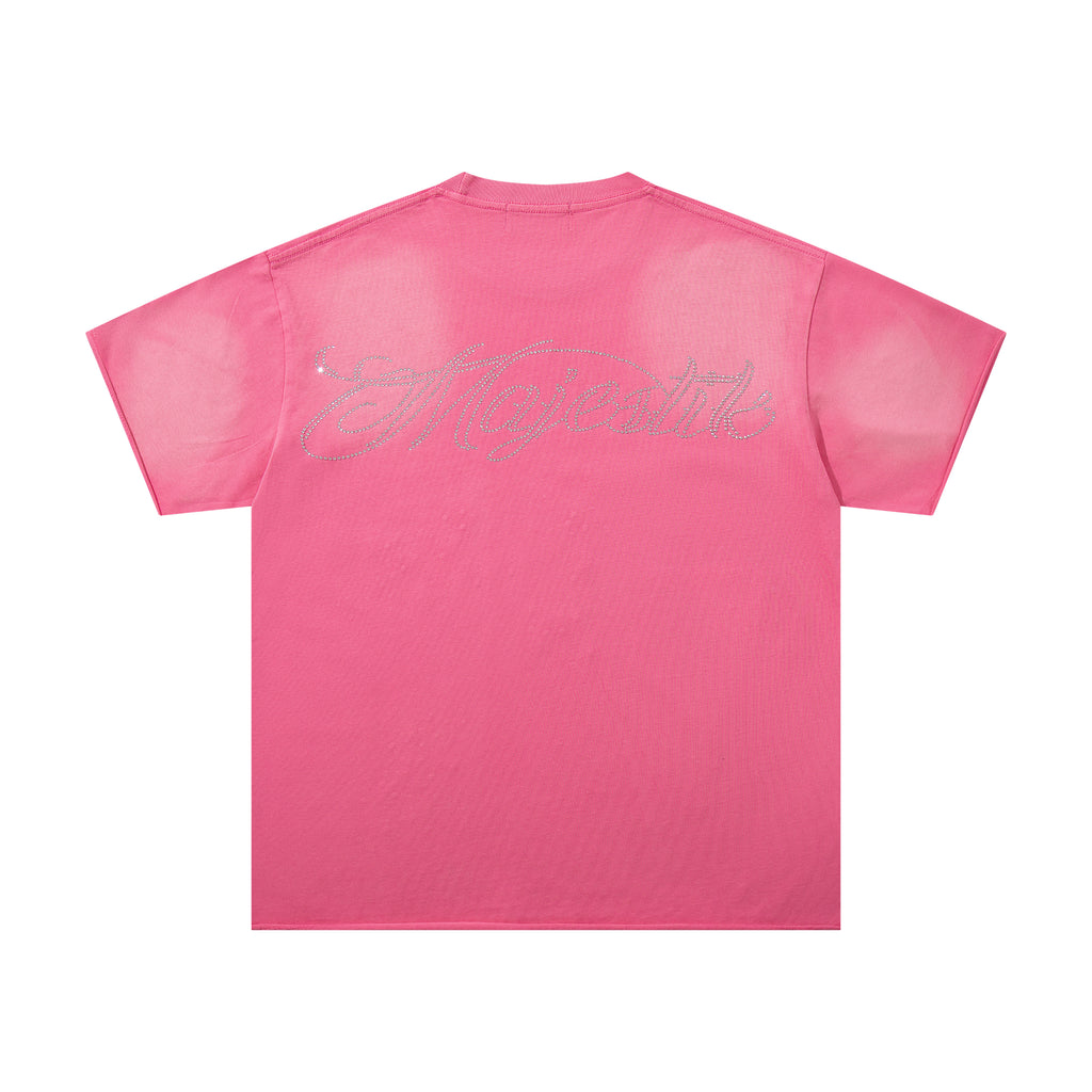 MAJESTIK Soul Light In Darkness Pink Vintage T‑Shirt