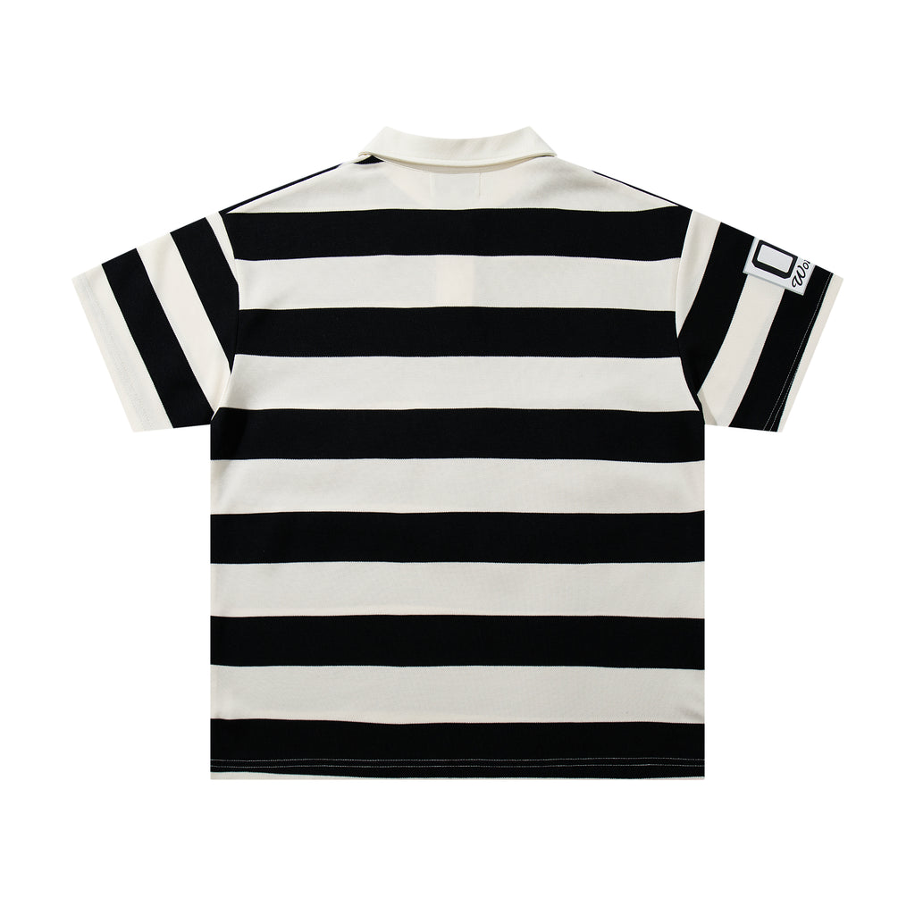MAJESTIK Striped Embroidered Polo Shirt