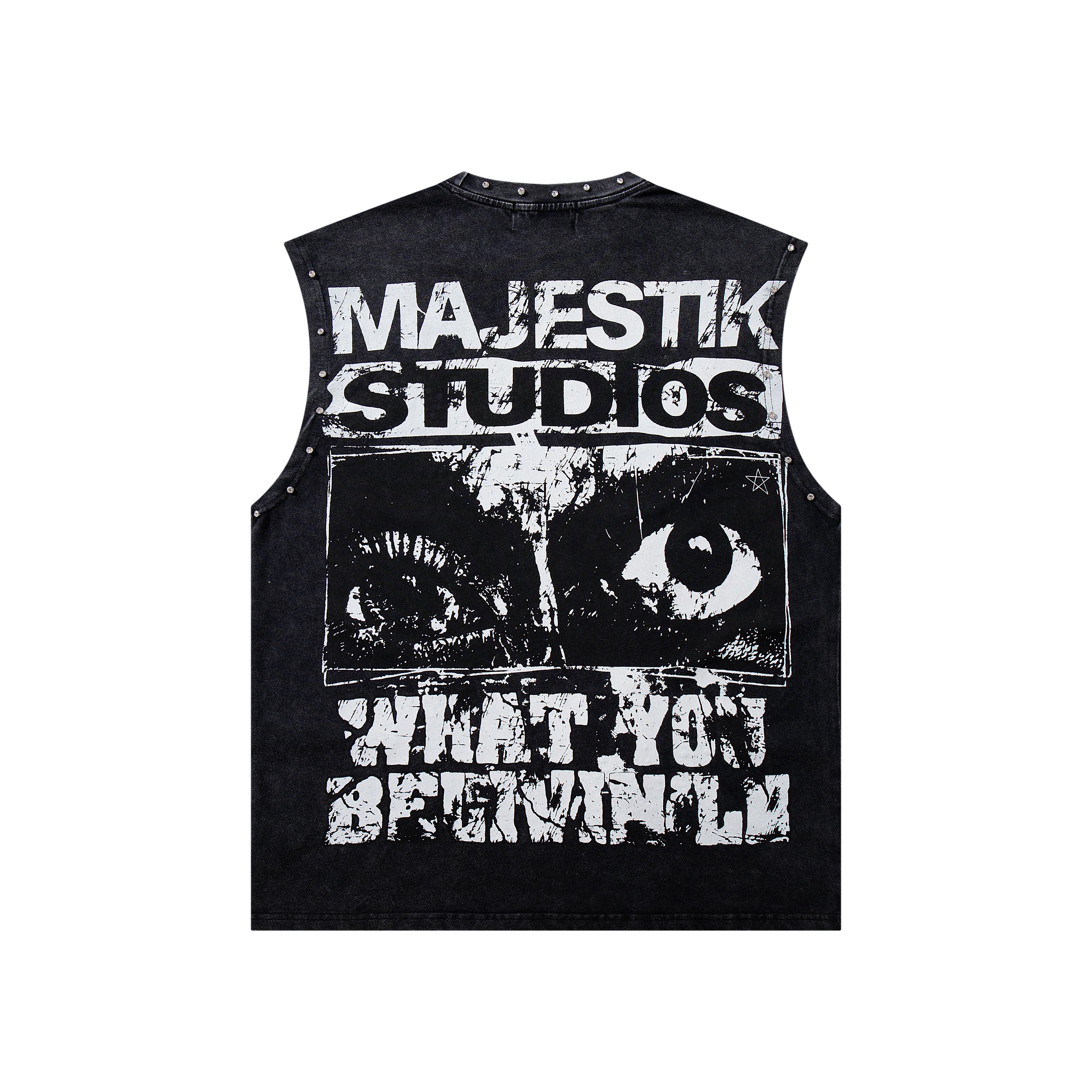 MAJESTIK Studios Distressed Eye Graphic Sleeveless Tank Top